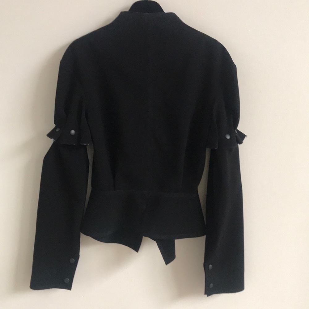 Loewe Black Push-Stud Leather Trim Peplum Jacket - Picture 4 of 8